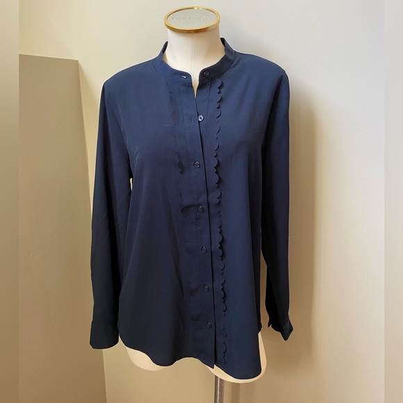 Banana Republic Tops - BANANA REPUBLIC Semi-Sheer Navy Button Down Blouse | Size Medium